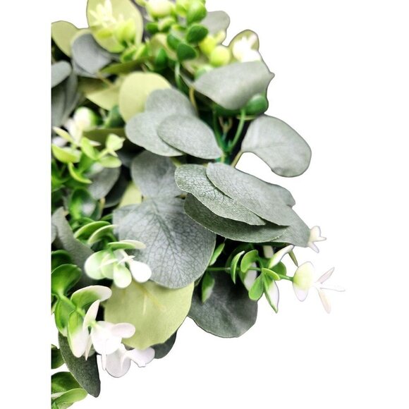 Faux Eucalyptus Wreath Front Door Decor,Farmhouse Wreath 12 inch Greenery Wreath - Picture 4 of 5